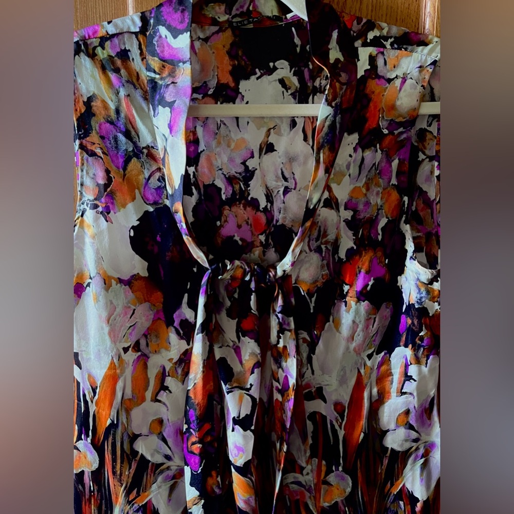 Elie Tahari Multicolor Floral Silk Blouse